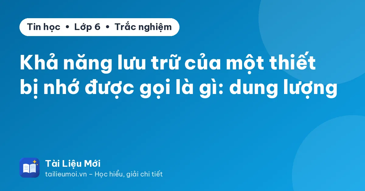 Khả năng lưu trữ của một thiết bị nhớ được gọi là gì: dung lượng