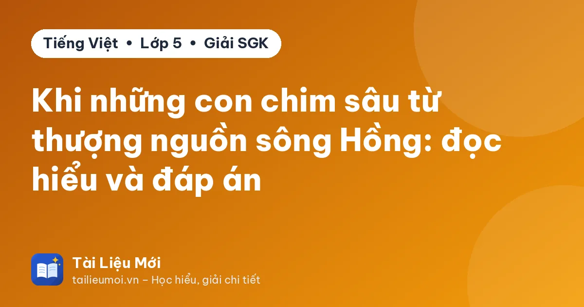Khi những con chim sâu từ thượng nguồn sông Hồng: đọc hiểu và đáp án