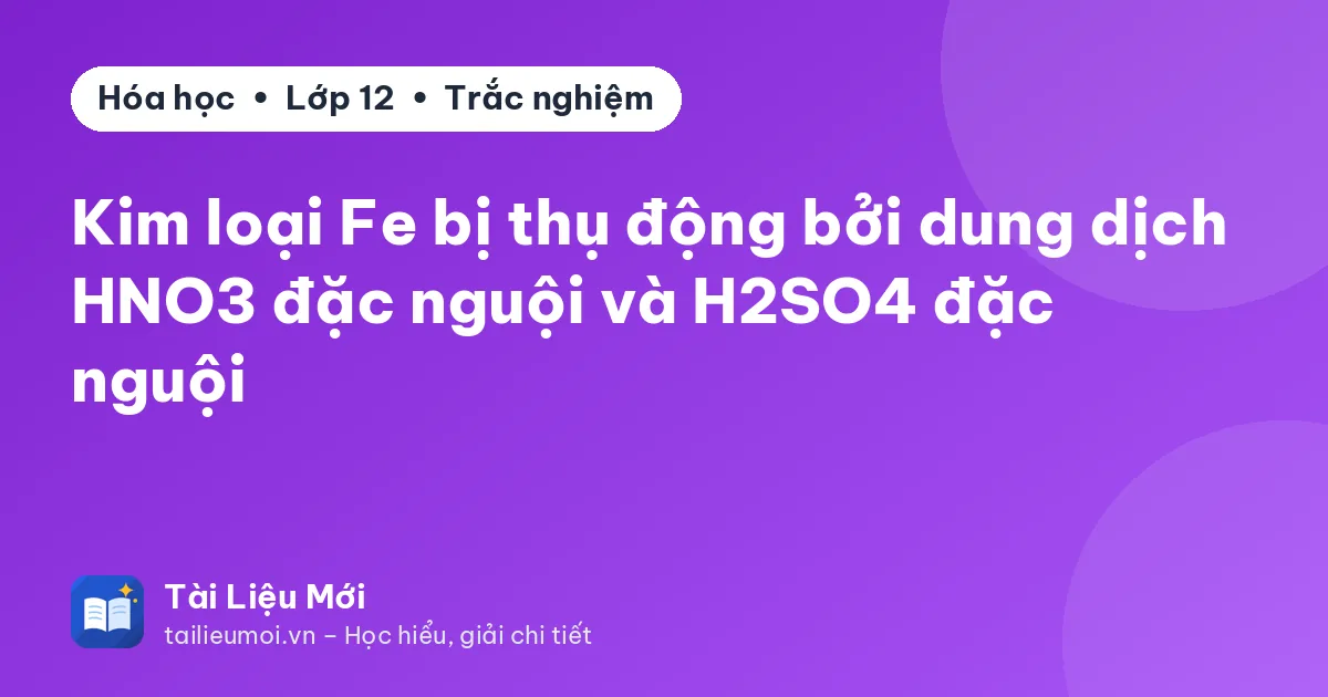 Kim loại Fe bị thụ động bởi dung dịch HNO3 đặc nguội và H2SO4 đặc nguội