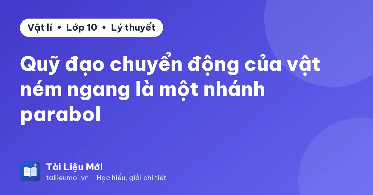 Quỹ đạo chuyển động của vật ném ngang là một nhánh parabol