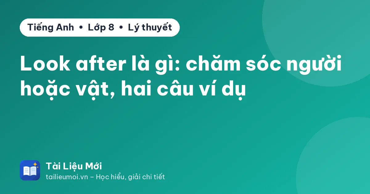 Look after là gì: chăm sóc người hoặc vật, hai câu ví dụ