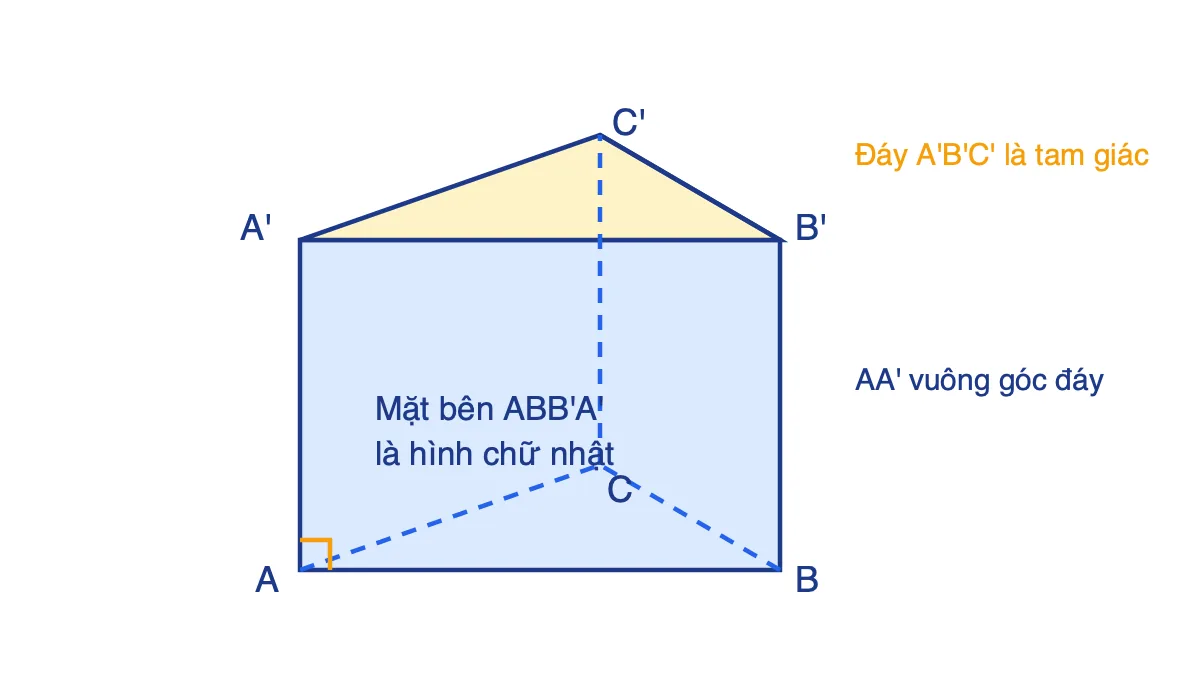 Hình lăng trụ đứng tam giác ABC.A'B'C' có mặt bên ABB'A' là hình chữ nhật