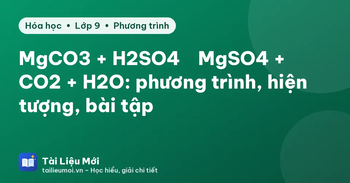 MgCO3 + H2SO4 → MgSO4 + CO2 + H2O: phương trình, hiện tượng, bài tập