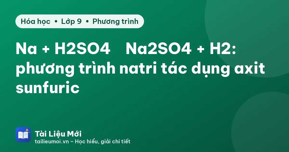 Na + H2SO4 → Na2SO4 + H2: phương trình natri tác dụng axit sunfuric