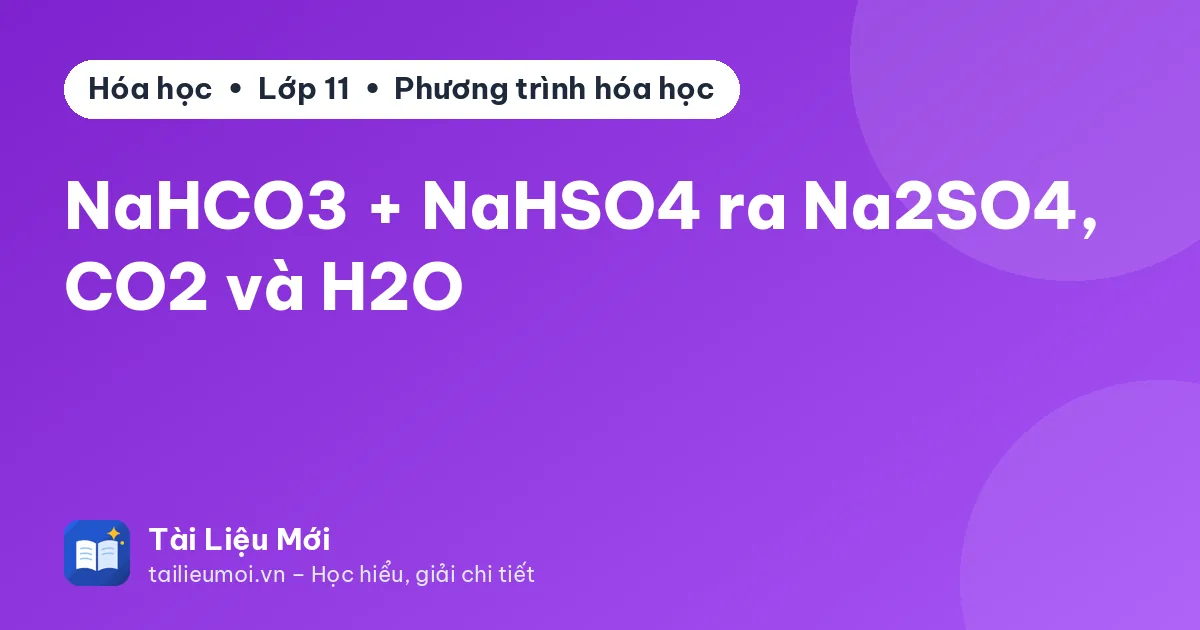 NaHCO3 + NaHSO4 ra Na2SO4, CO2 và H2O