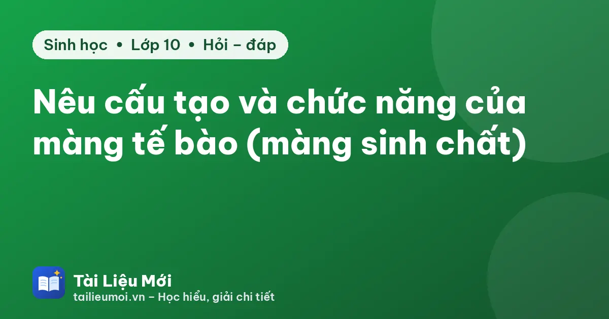 Nêu cấu tạo và chức năng của màng tế bào (màng sinh chất)