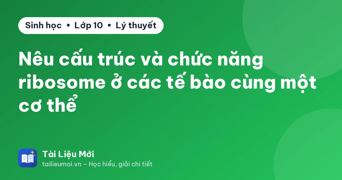 Nêu cấu trúc và chức năng ribosome ở các tế bào cùng một cơ thể