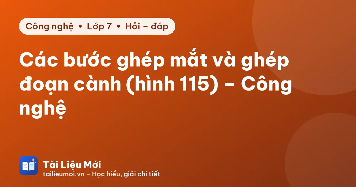Các bước ghép mắt và ghép đoạn cành (hình 115) – Công nghệ