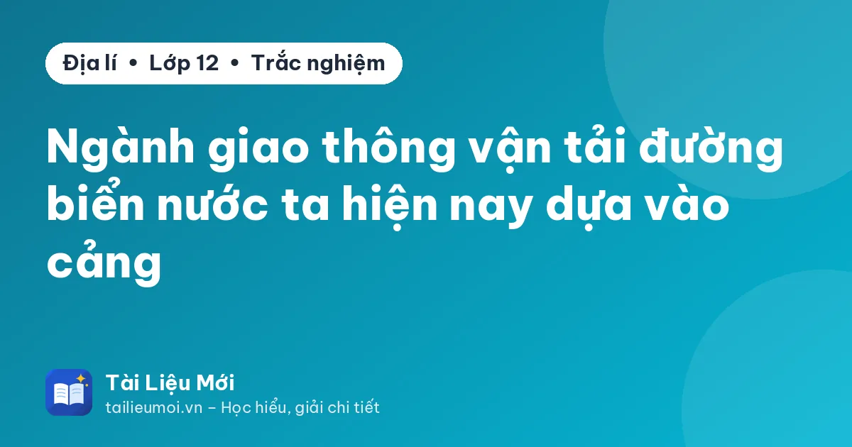 Ngành giao thông vận tải đường biển nước ta hiện nay dựa vào cảng