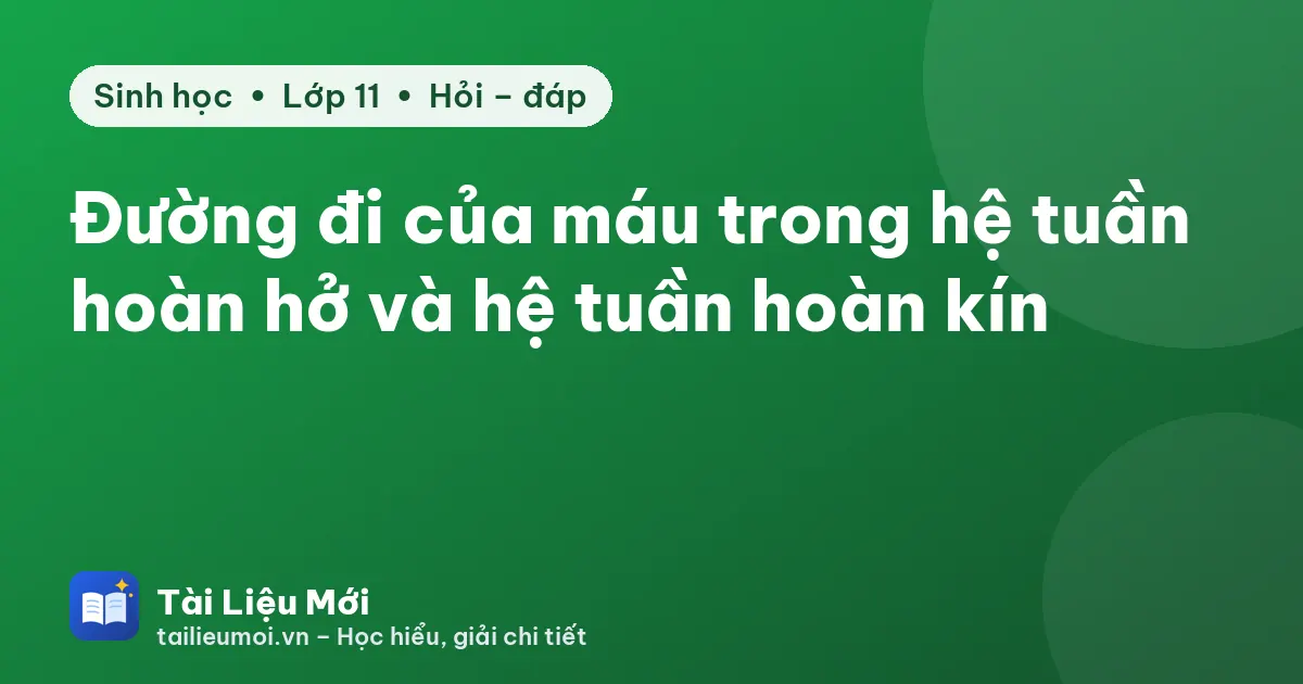 Đường đi của máu trong hệ tuần hoàn hở và hệ tuần hoàn kín
