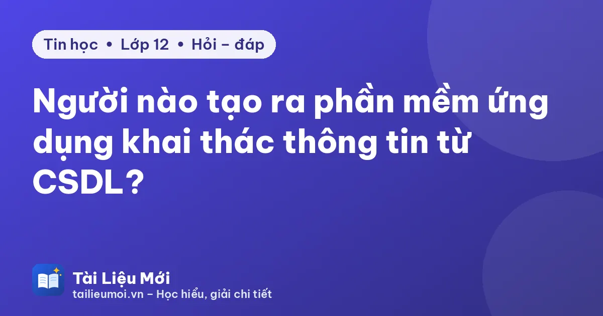 Người nào tạo ra phần mềm ứng dụng khai thác thông tin từ CSDL?