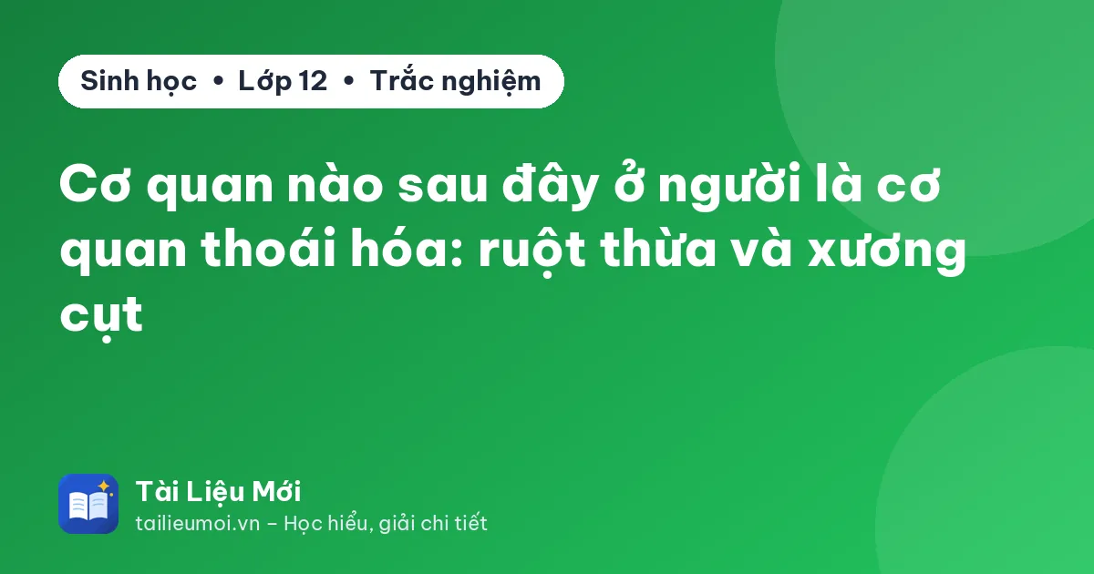 Cơ quan nào sau đây ở người là cơ quan thoái hóa: ruột thừa và xương cụt