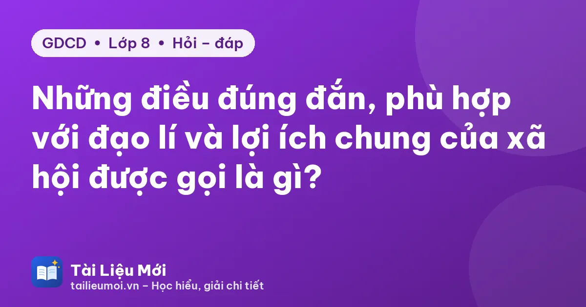Những điều đúng đắn, phù hợp với đạo lí và lợi ích chung của xã hội được gọi là gì?