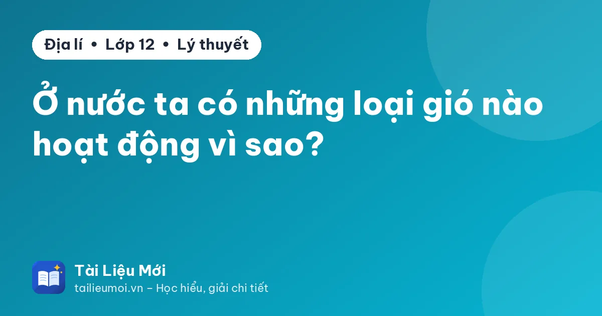 Ở nước ta có những loại gió nào hoạt động vì sao?
