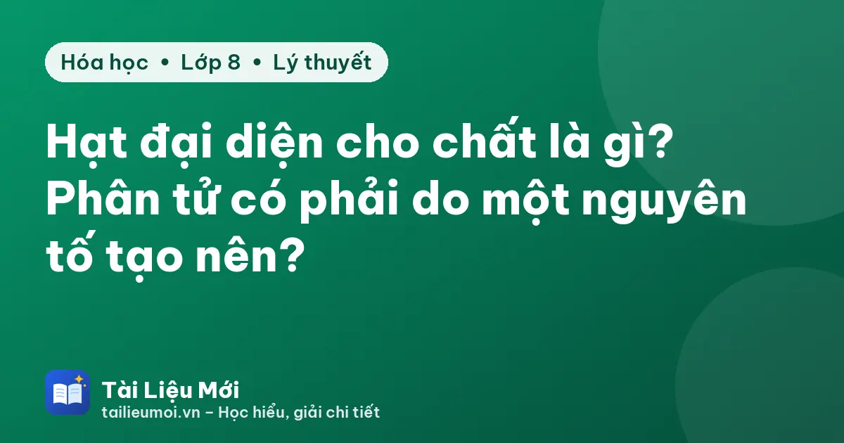 Hạt đại diện cho chất là gì? Phân tử có phải do một nguyên tố tạo nên?