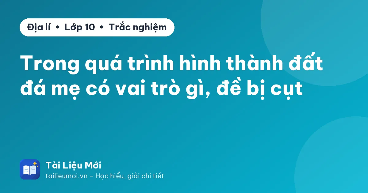 Trong quá trình hình thành đất đá mẹ có vai trò gì, đề bị cụt
