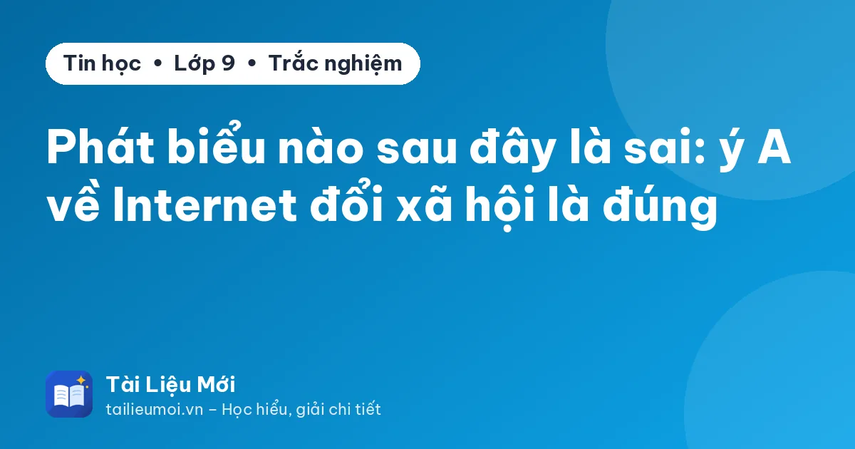 Phát biểu nào sau đây là sai: ý A về Internet đổi xã hội là đúng