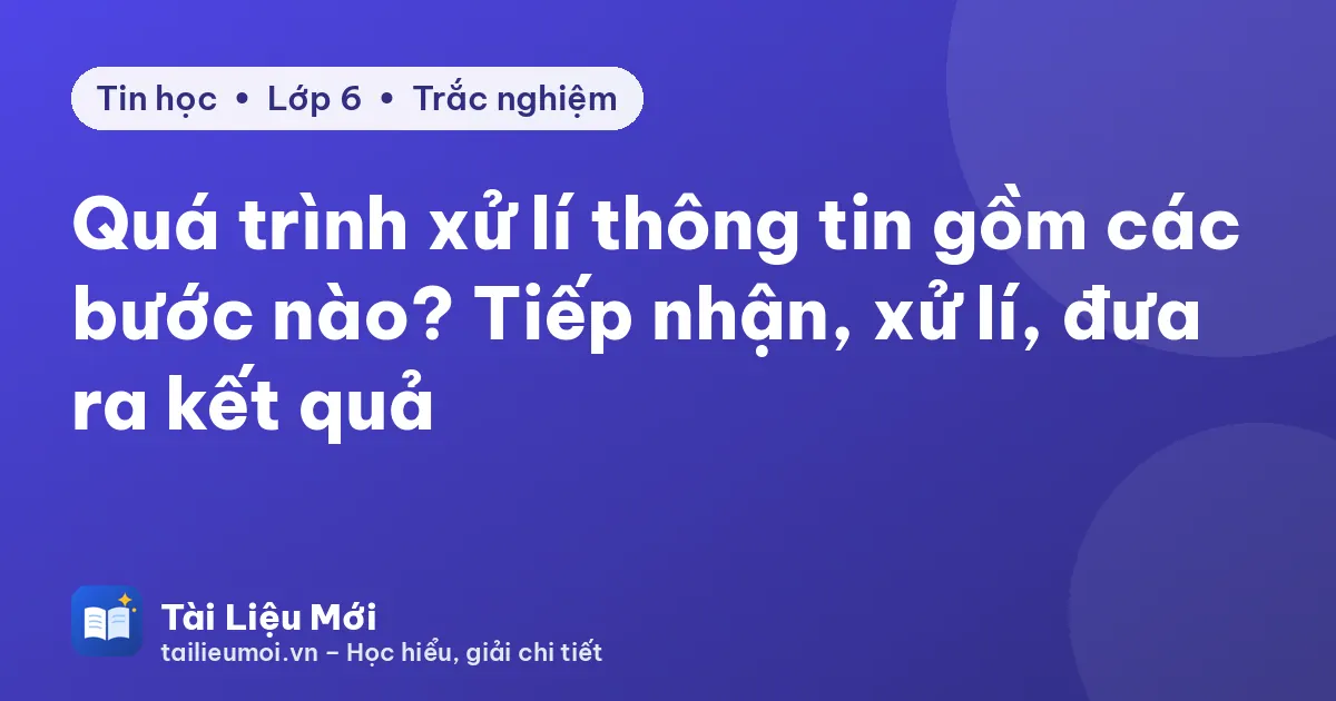 Quá trình xử lí thông tin gồm các bước nào? Tiếp nhận, xử lí, đưa ra kết quả