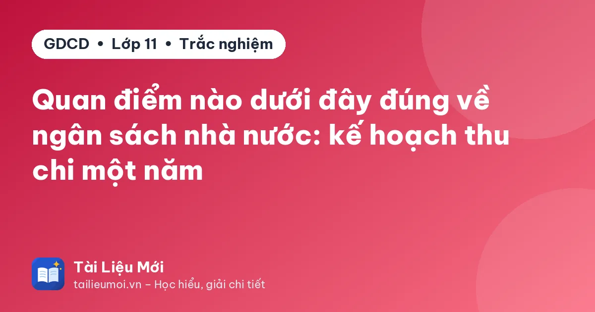 Quan điểm nào dưới đây đúng về ngân sách nhà nước: kế hoạch thu chi một năm