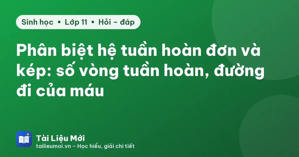 Phân biệt hệ tuần hoàn đơn và kép: số vòng tuần hoàn, đường đi của máu