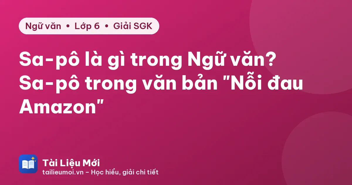 Sa-pô là gì trong Ngữ văn? Sa-pô trong văn bản "Nỗi đau Amazon"