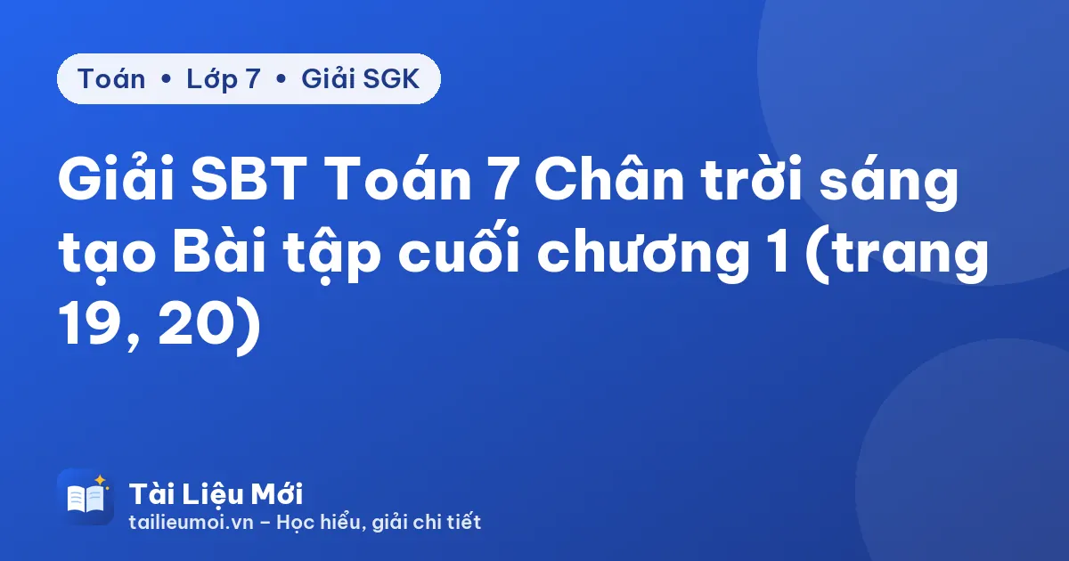 Giải SBT Toán 7 Chân trời sáng tạo Bài tập cuối chương 1 (trang 19, 20)