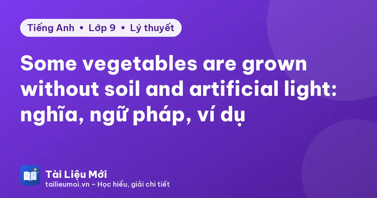 Some vegetables are grown without soil and artificial light: nghĩa, ngữ pháp, ví dụ