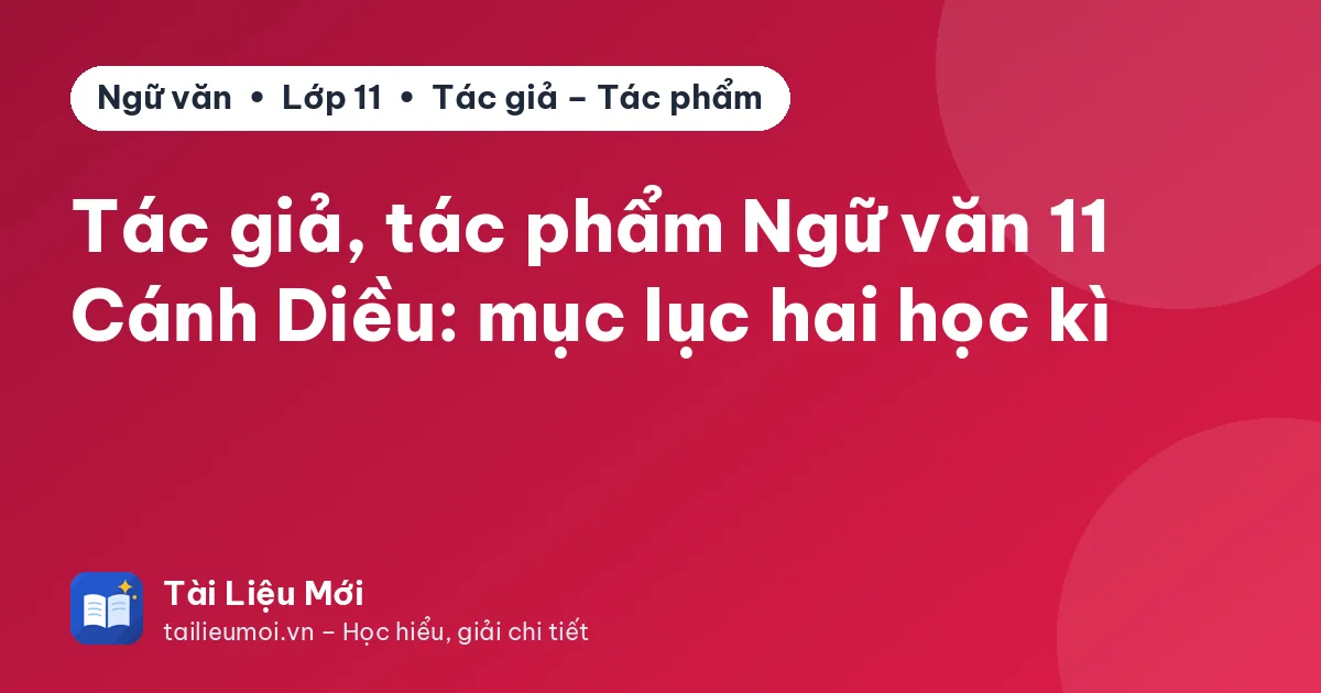 Tác giả, tác phẩm Ngữ văn 11 Cánh Diều: mục lục hai học kì