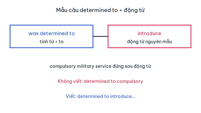 Sơ đồ mẫu câu: determined to phải nối với động từ nguyên mẫu, không nối với tính từ compulsory