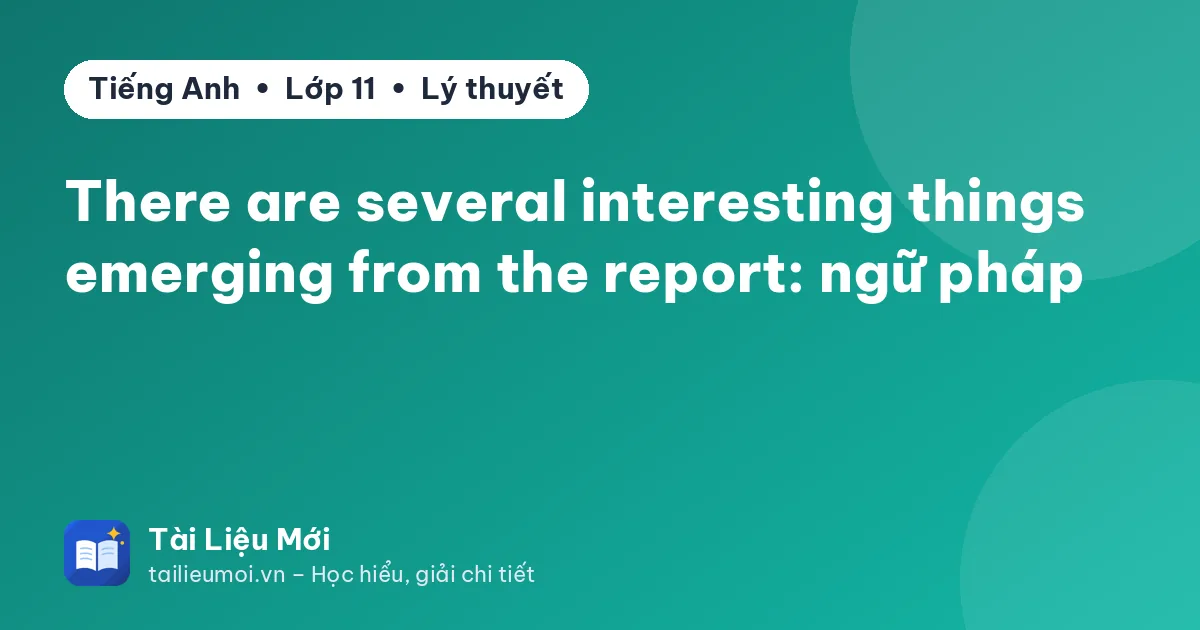 There are several interesting things emerging from the report: ngữ pháp