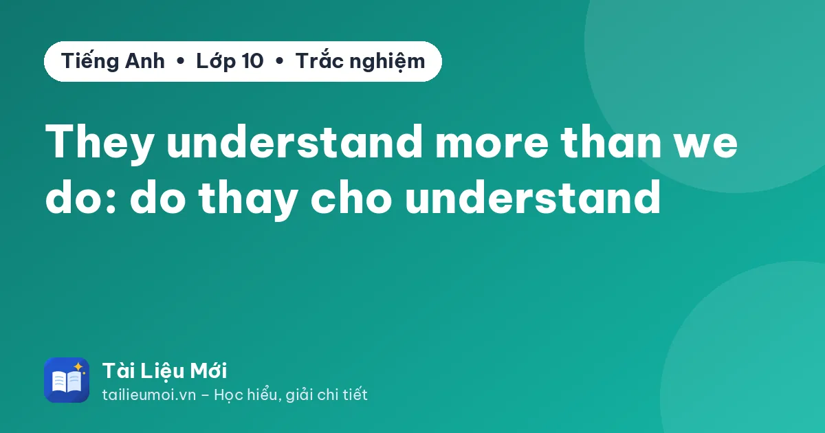 They understand more than we do: do thay cho understand