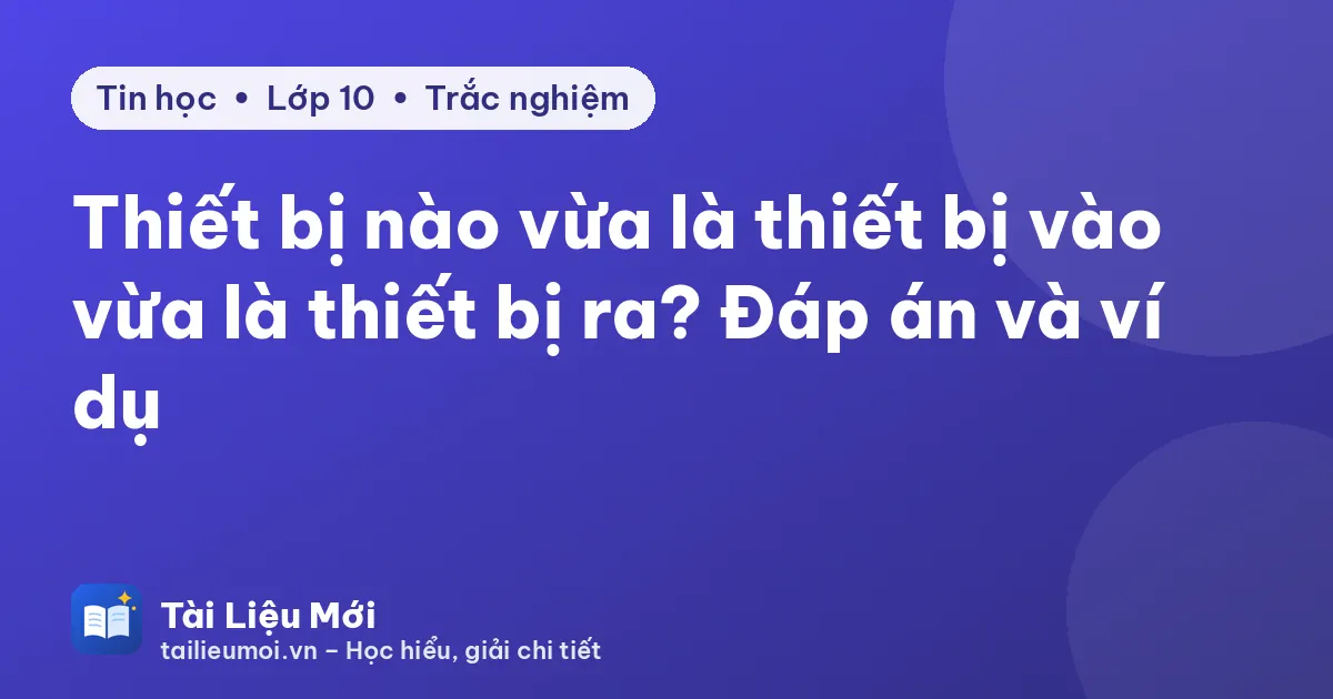 Thiết bị nào vừa là thiết bị vào vừa là thiết bị ra? Đáp án và ví dụ