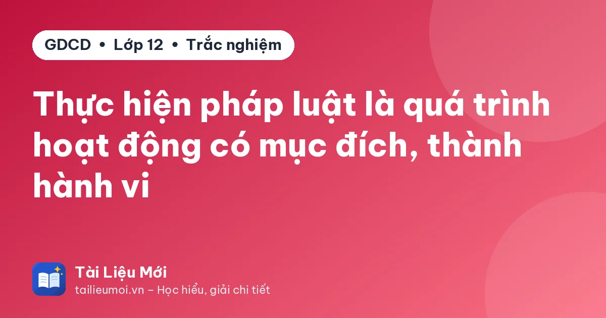 Thực hiện pháp luật là quá trình hoạt động có mục đích, thành hành vi