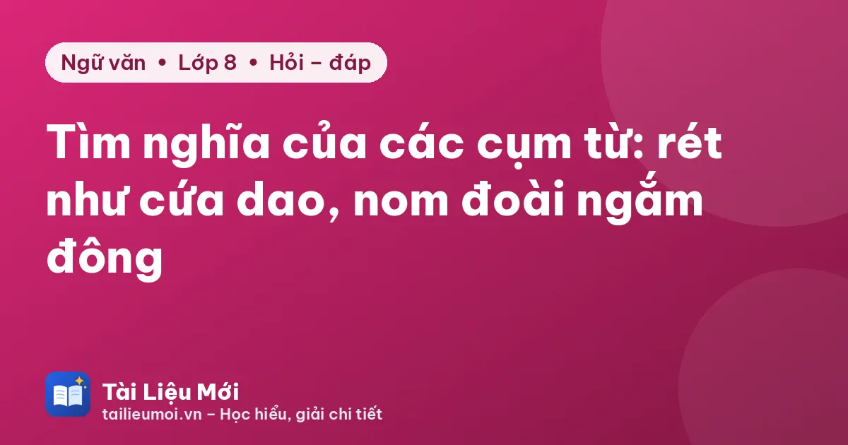 Tìm nghĩa của các cụm từ: rét như cứa dao, nom đoài ngắm đông