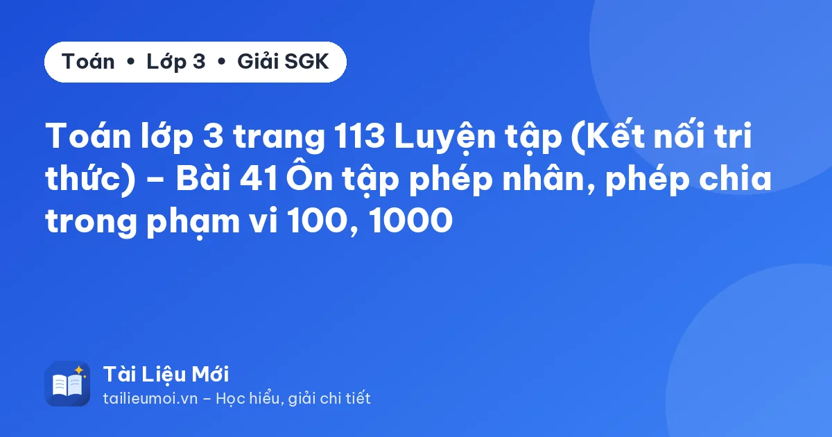 Toán lớp 3 trang 113 Luyện tập (Kết nối tri thức) – Bài 41 Ôn tập phép nhân, phép chia trong phạm vi 100, 1000