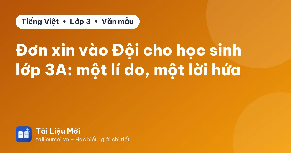 Đơn xin vào Đội cho học sinh lớp 3A: một lí do, một lời hứa