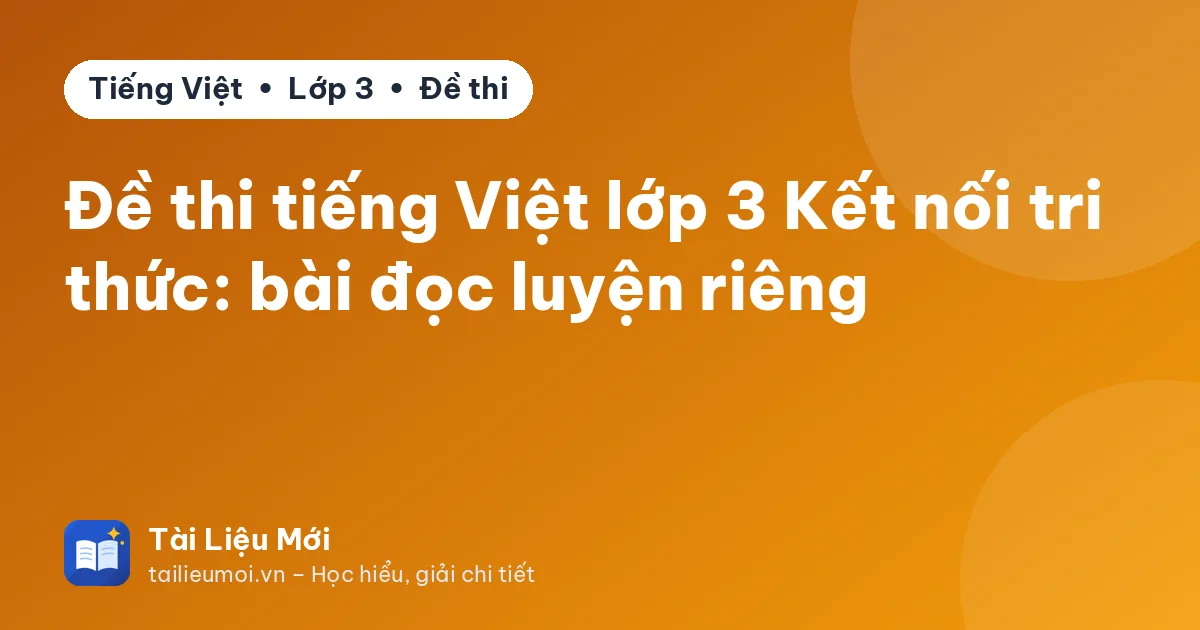 Đề thi tiếng Việt lớp 3 Kết nối tri thức: bài đọc luyện riêng