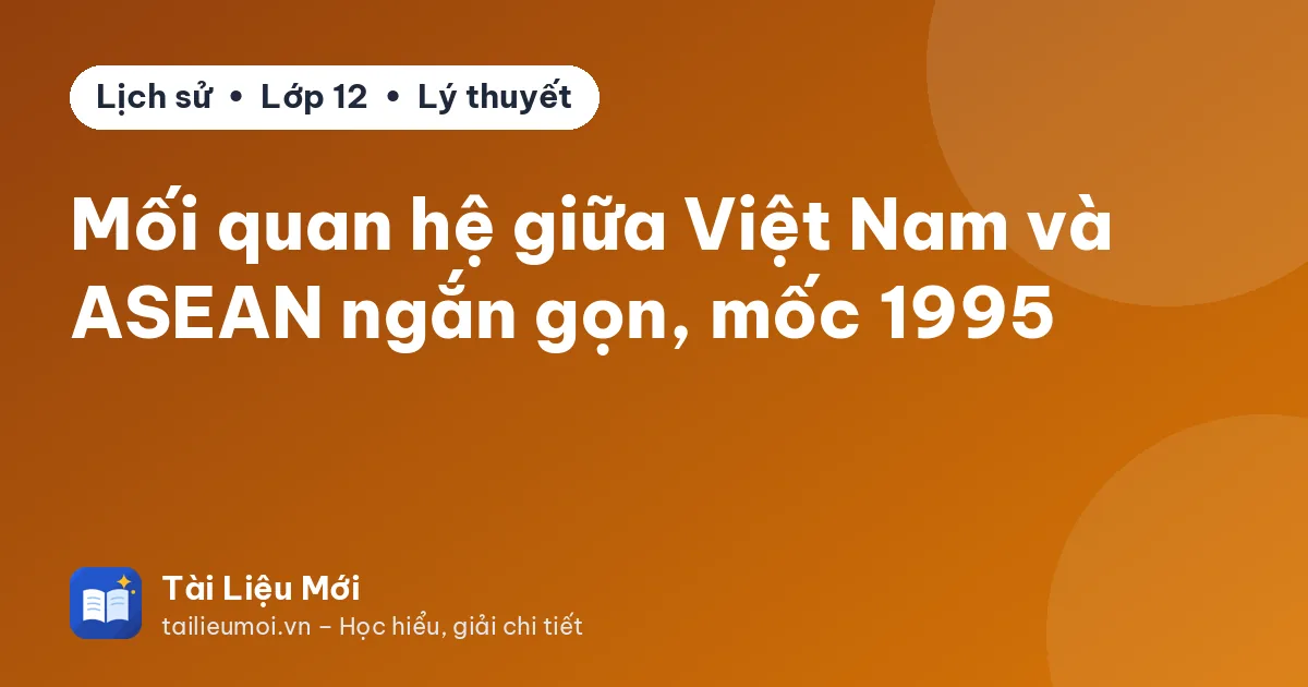 Mối quan hệ giữa Việt Nam và ASEAN ngắn gọn, mốc 1995