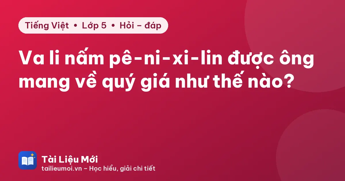 Va li nấm pê-ni-xi-lin được ông mang về quý giá như thế nào?
