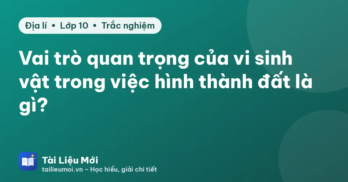 Vai trò quan trọng của vi sinh vật trong việc hình thành đất là gì?