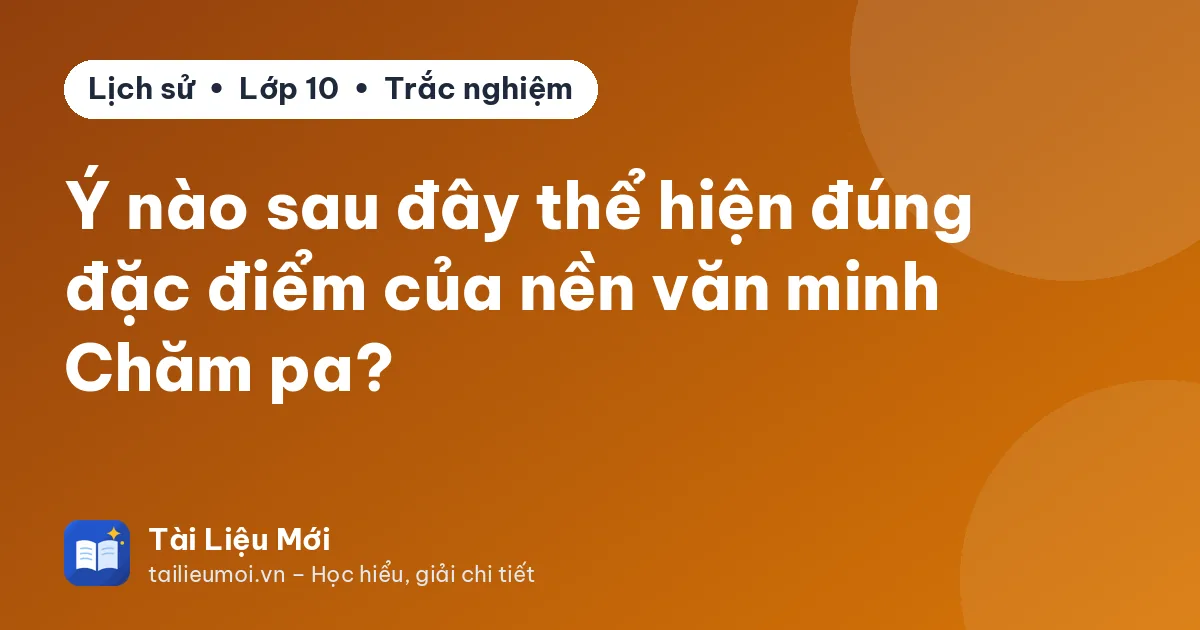 Ý nào sau đây thể hiện đúng đặc điểm của nền văn minh Chăm pa?