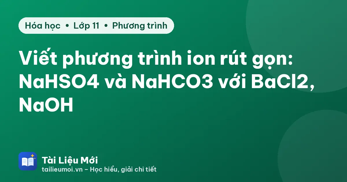 Viết phương trình ion rút gọn: NaHSO4 và NaHCO3 với BaCl2, NaOH
