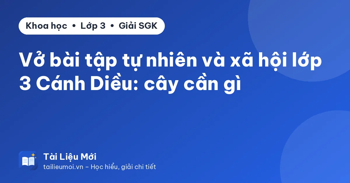 Vở bài tập tự nhiên và xã hội lớp 3 Cánh Diều: cây cần gì