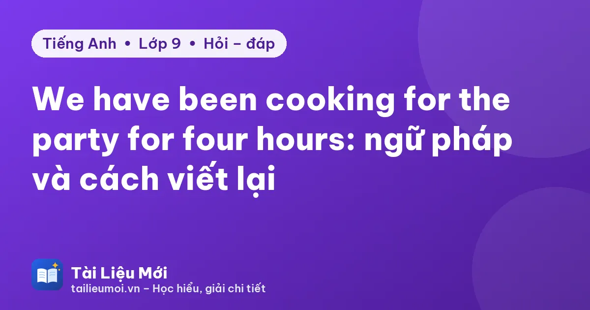 We have been cooking for the party for four hours: ngữ pháp và cách viết lại