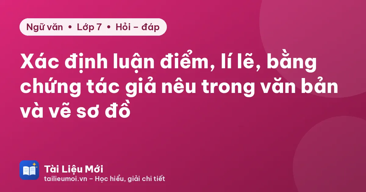 Xác định luận điểm, lí lẽ, bằng chứng tác giả nêu trong văn bản và vẽ sơ đồ