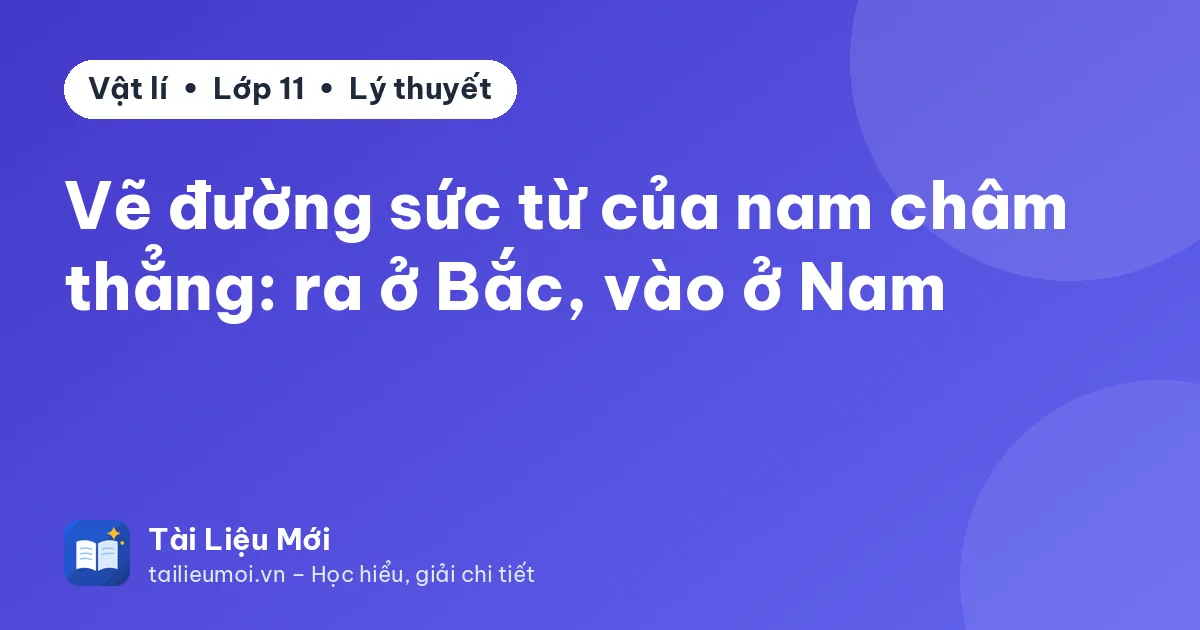 Vẽ đường sức từ của nam châm thẳng: ra ở Bắc, vào ở Nam